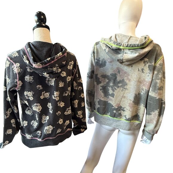 Hard Candy Hooded Zip-Up Sweatshirts Floral & Tie-Dye Prints Women XL(15-17) 2Pk - Picture 2 of 12
